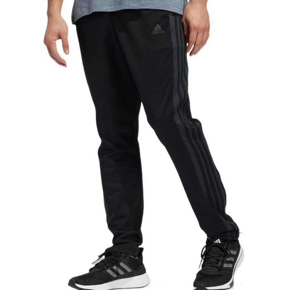 Adidas Tricot 3 Stripes Tapered Pants Athletic Black Grey Sweatpants Men’s